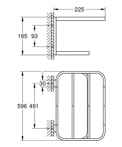 Полка для полотенец с держателем Grohe Selection 41066A00, 60 cм, черный графит глянец