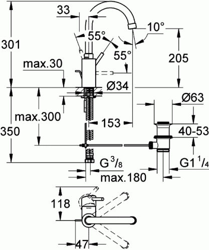 Тюльпан CONCETTO NEW боковая ручка GROHE 32629001