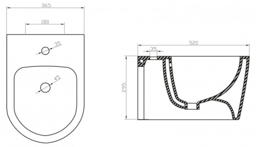 Биде BelBagno Marino BB105BH, подвесное