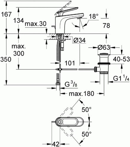 Смеситель Grohe Veris 32183KS0 для раковины DN 15, черный бархат