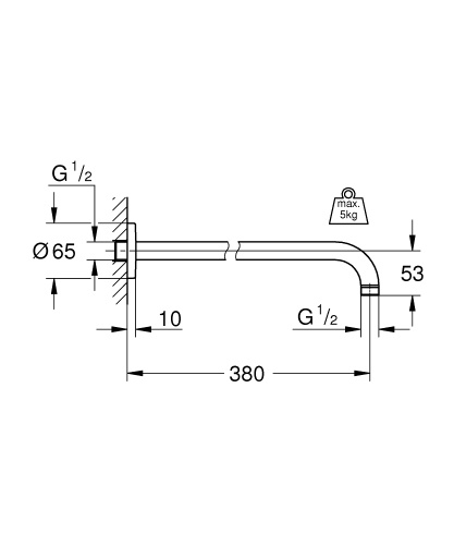 Кронштейн душевой Grohe Rainshower модерн 28361000, 400 мм, хром