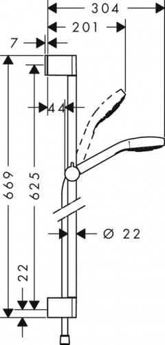 26564400 Croma Select S Душевой набор Croma Select S 1jet 0.65м