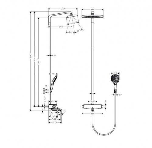 27113000 Raindance Select Raindance Select 360 Showerpipe для ванны, ½’