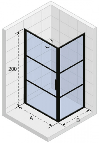 Душевой уголок Riho Grid GB201, GB2090090, 90 х 90 см, стекло прозрачное, профиль черный