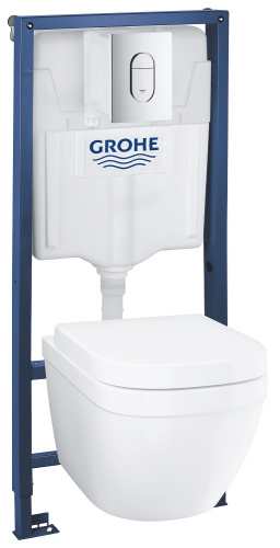 Инсталляция Grohe с безободковым унитазом Grohe Euro Ceramic 39328000, сиденье микролифт, комплект