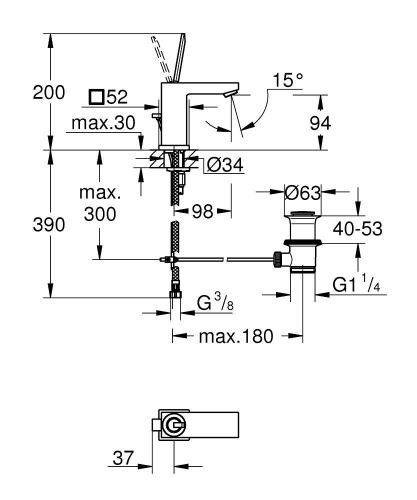 Смеситель для раковины Grohe Eurocube Joy 23654000, с донным клапаном, хром