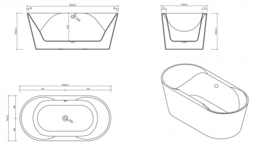 Ванна акриловая BelBagno BB200-1500-750, 150x75 см