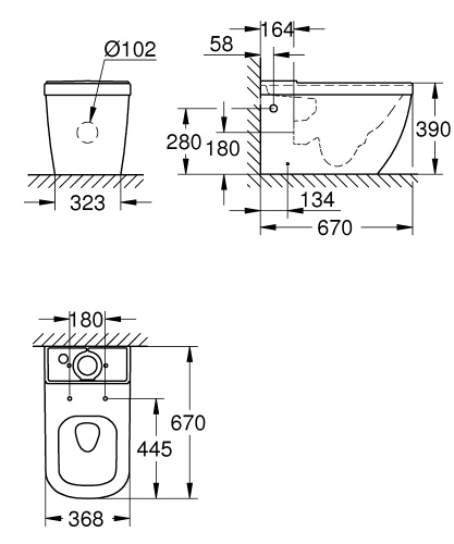 Унитаз компакт Grohe Euro Ceramic 39338000, безободковый