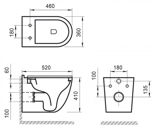 Биде BelBagno Senso-R BB017BH подвесное