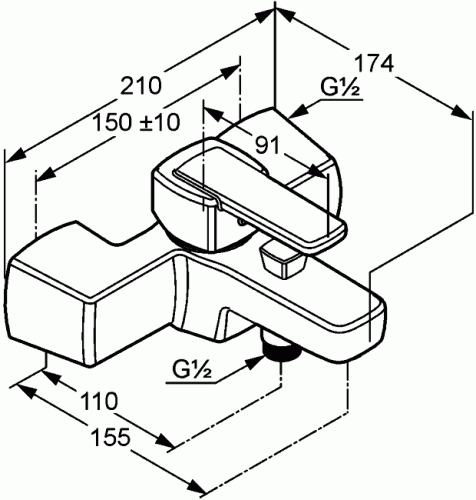 Смеситель Kludi Q-BEO 504430575 для ванны и душа sntx