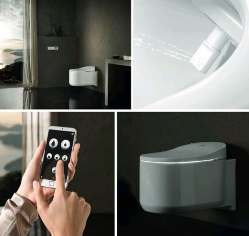 Инсталляция Grohe с безободковым унитазом Grohe Sensia Arena 39354SH0 с биде и феном, сиденье с микролифтом