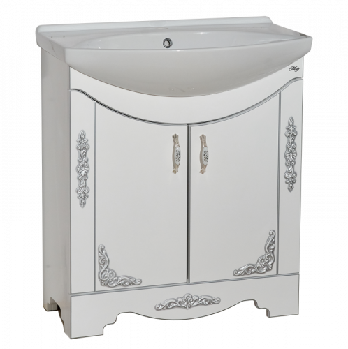 Рига 75 Тумба прямая белая с серебром П-Риг01075-51Пр
