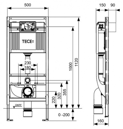 Застенный модуль TECE 9300379 (9300079) для установки унитазов-биде