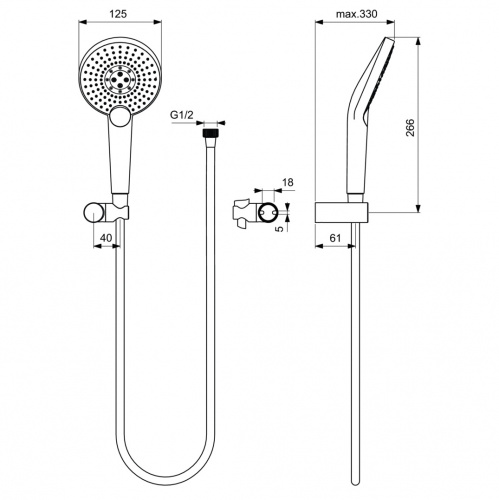 Ideal Standart B1765AA IDEALRAIN Душевой комплект с настенным держателем EVO JET ROUND XL3