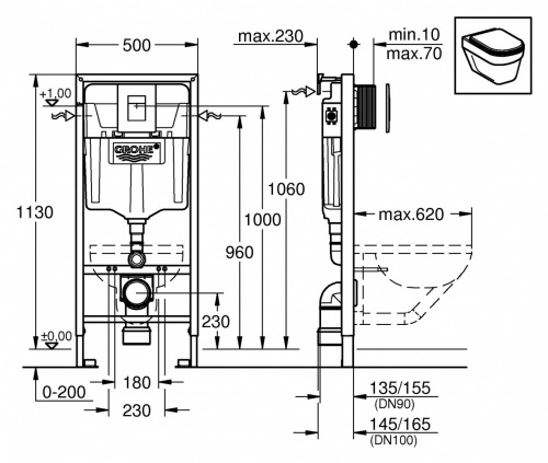 Инсталляция Grohe Rapid SL 38772001 для унитаза