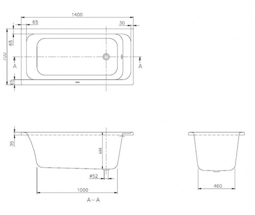 Акриловая ванна Villeroy&Boch Omnia Architectura 140 x 70 UBA147ARA2V-01