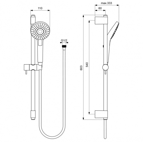 Ideal Standart B2233AA IDEALRAIN Душевой гарнитур со штангой EVO ROUND L3