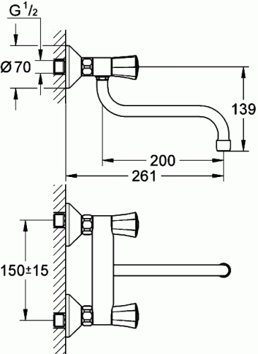 Смеситель Grohe Costa L 31187 001 настенный для кухни