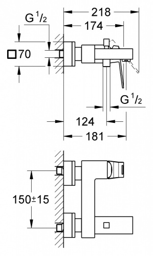 Ванна короткий EUROCUBE GROHE 23140 000