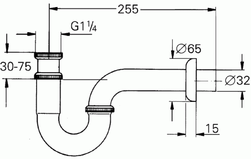 Сифон Grohe Grohe 28947000 для раковины трубчатый