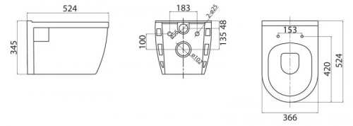 Унитаз подвесной BelBagno Loto BB070CHR, безободковый