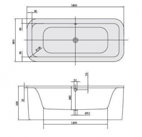 Акриловая ванна Villeroy&Boch Loop&Friends 180 x 80 см UBA180LFS7PDV-01