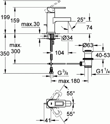 Смеситель Grohe Quadra 32631KS0 для раковины, черный бархат