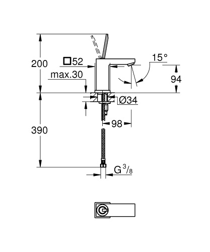 Смеситель Grohe Eurocube Joy 23656000 для раковины