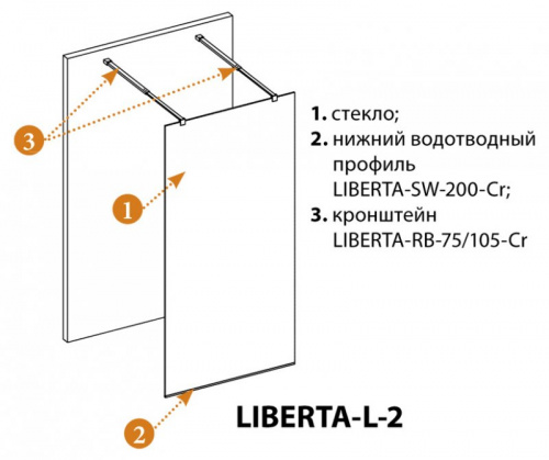 Душевая перегородка CEZARES LIBERTA-L-2 условный размер:1400x1950 