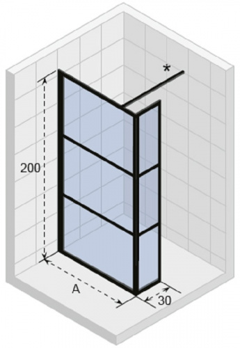 Неподвижная стенка Riho Grid XL GB402, GB4120030, 120 х 200 см