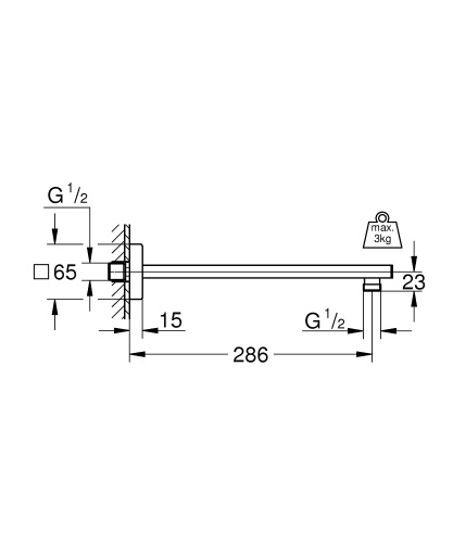Держатель верхнего душа Grohe 27709 000, 28,6 см