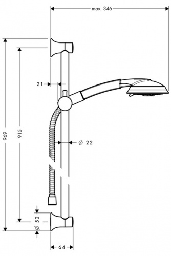 27841000 Душевой набор Raindance Classic 100 AIR3jet/Unica'Classic 0,90 м, ½’
