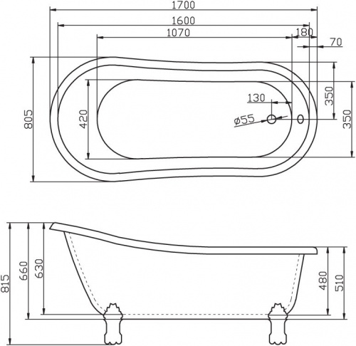 Ванна акриловая отдельностоящая BelBagno, цвет: Bianco