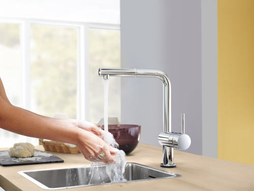 Смеситель Grohe MINTA 32168DC0 для кухни с выдвижным изливом, суперсталь