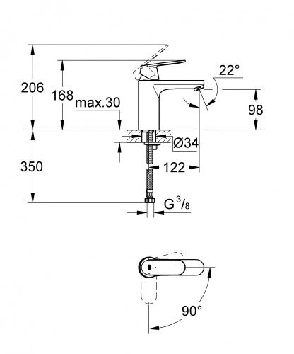 Смеситель для раковины Grohe Eurosmart Cosmopolitan 2339800E, хром
