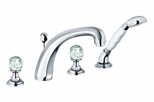 Смеситель Kludi Adlon 5152405G5 для ванны и душа, на 4 отверстия, ручки хрусталь, цвет хром