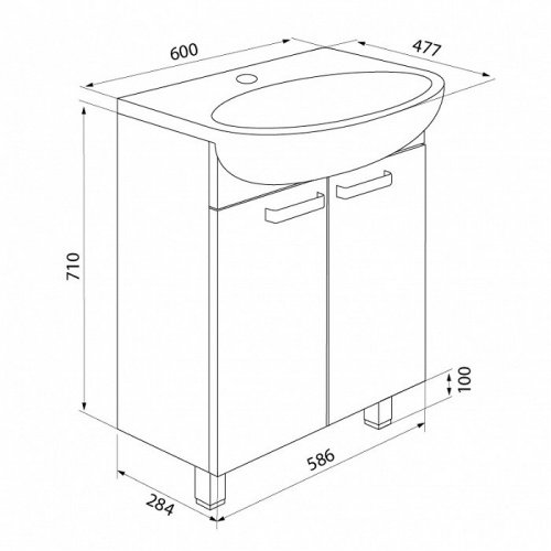 Тумба с раковиной IDDIS Harizma 60 напольная белая (HAR60W2i95K)