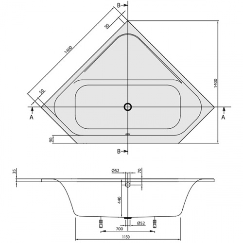 Ванна Villeroy&Boch LOOP&FRIENDS SQUARE Duo UBA140LFS3V, 140х140 см, акрил