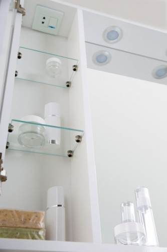 Зеркальный шкаф BELBAGNO MARINO-SPC-1200/750-2A-BL-P подвесной с двумя распашными дверцами с доводчиками, с подсветкой Bianco Lucido 