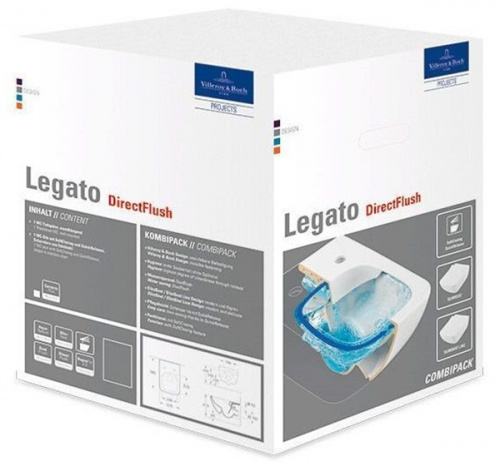 Унитаз подвесной Villeroy&Boch Legato 5663RLR1 безободковый, с крышкой сидением SlimSeat, с функцией QuickRelease и микролифтом