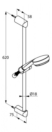 Душевой гарнитур Kludi Logo 3S 6836305-00, длина штанги 60 см, держатель хромированный пластик, цвет хром