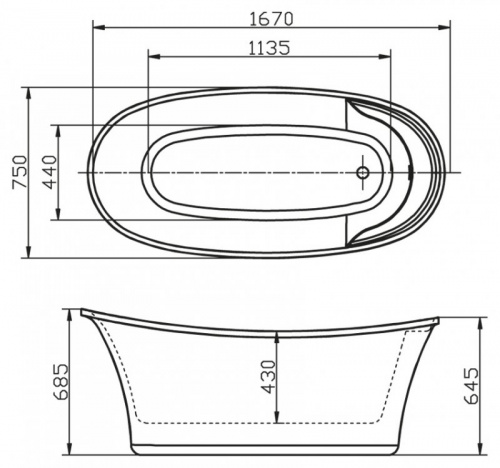 Ванна акриловая BelBagno BB302 170 x 75 см