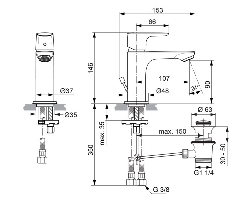 Смеситель для раковины Ideal Standard Connect Air A7007AA