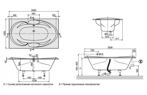 Акриловая ванна Villeroy&Boch Colorado 200 x 120 см, UBA200COL2V-01