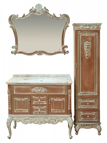 Bianco -100 Тумба с 2 ящ. коричн. серебряная патина Л-Бья01100-1391282Я