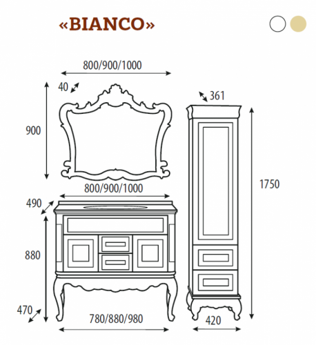 Bianco 40 L бежевый сусальное золото Л-Бья05040-381Л
