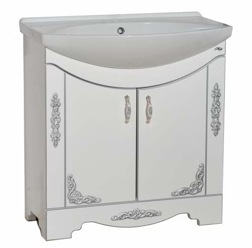 Рига 85 Тумба прямая белая с серебром П-Риг01085-51Пр