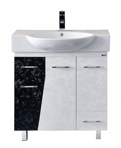 Домино - 75 Тумба  с 2 ящ. напольная комб.черно/белая П-Дом01075-2422Я
