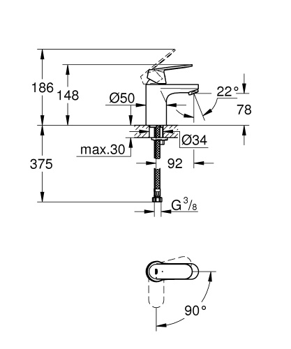 Смеситель для раковины Grohe Eurosmart Cosmopolitan 2337600E, хром