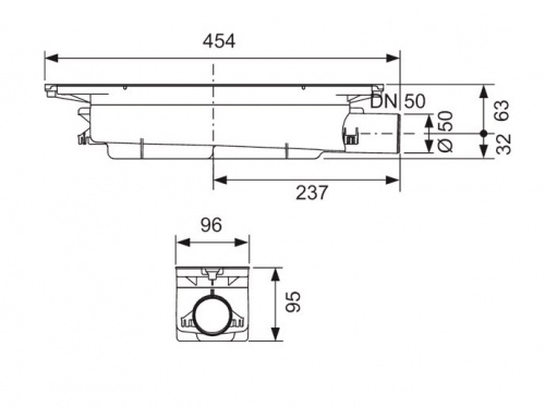 Сифон TECE Drainprofile 673002 стандартный DN50, боковой слив